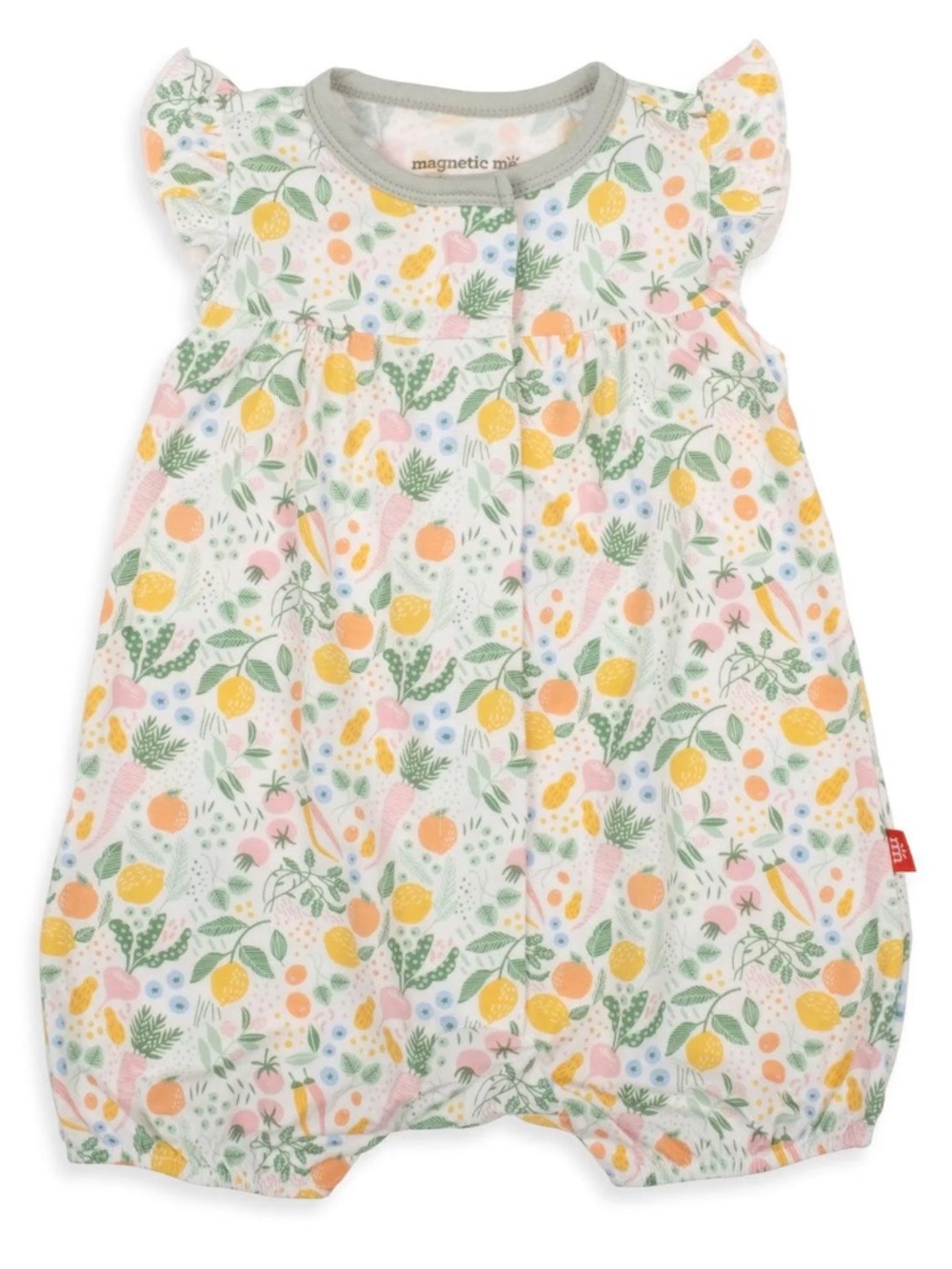 Magnetic Me My Zest Life Fruit Print Short Romper 6-9 Months Modal Ruffle Sleeve